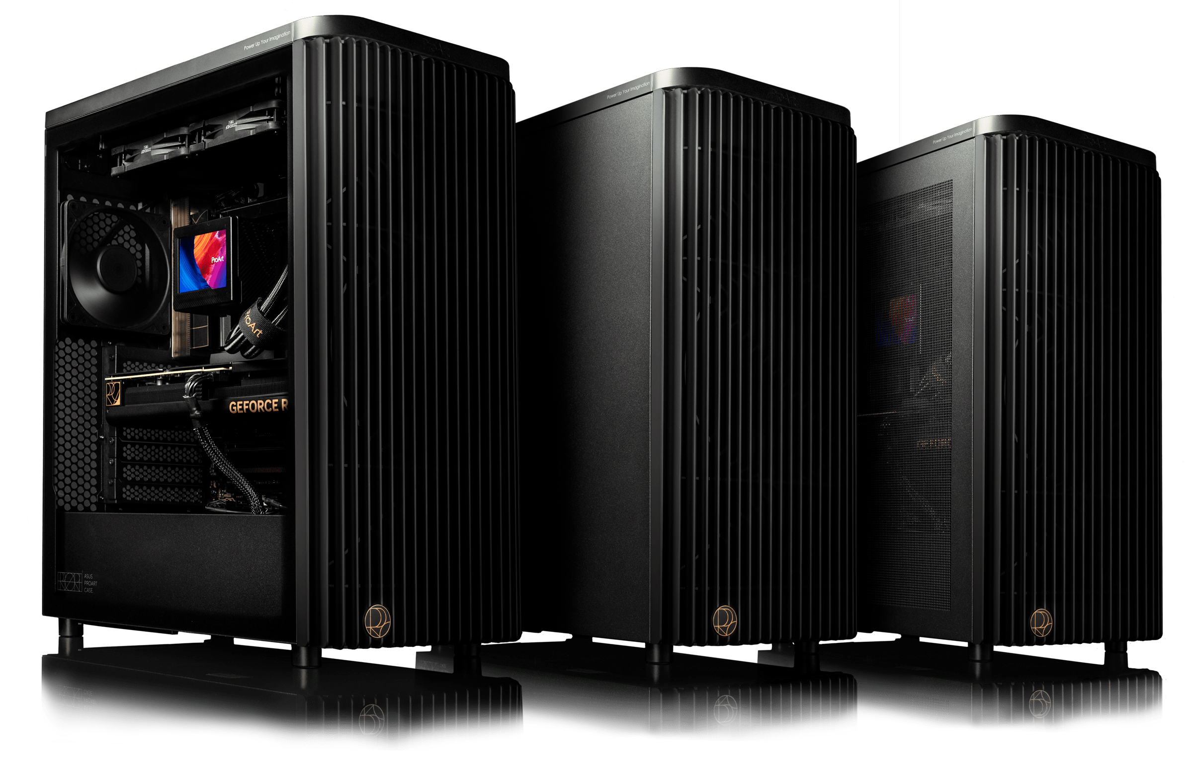 Angled side view of tempered glass side panel and metal side panel